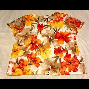 Floral print shirt with lace sleeves women’s size XL